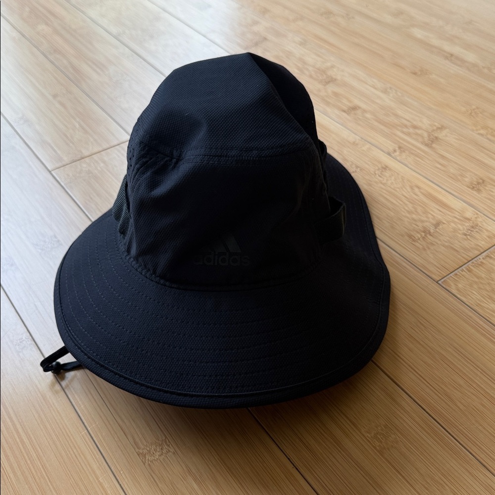 ADIDAS AEROREADY Bucket Sun Boonie Hat Cap Drawstring Black Adult Vented UPF 50